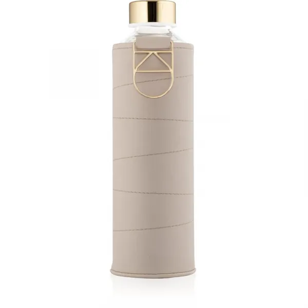 Equa Mismatch sklenená fľaša na vodu + obal z umelej kože farba Beige 750 ml