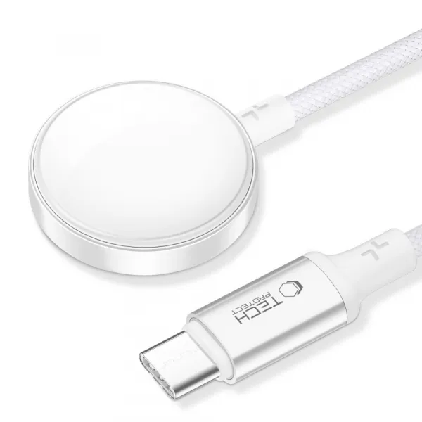 Tech-Protect UltraBoost MC02 Magnetický nabíjací kábel pre Apple Watch - USB-C 1 m, biely