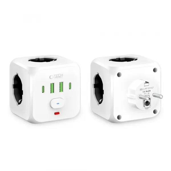 Tech-Protect PCL3X4 zásuvka 2x USB / 2x USB-C / 3x elektrická zásuvka, biela