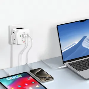 Tech-Protect PCL3X4 zásuvka 2x USB / 2x USB-C / 3x elektrická zásuvka, biela