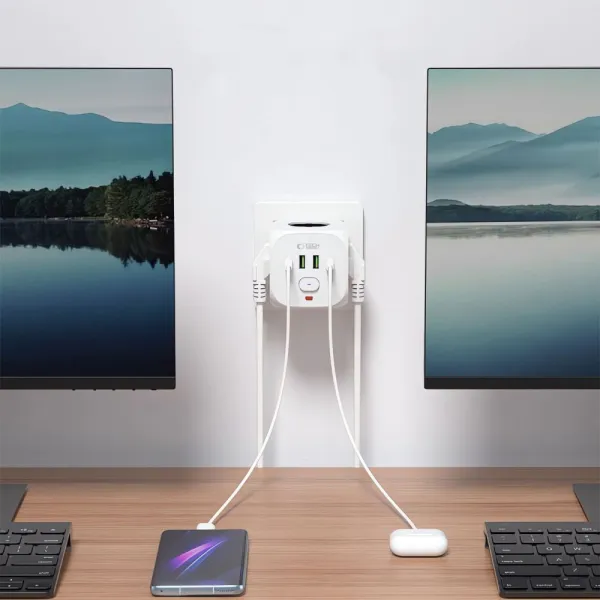 Tech-Protect PCL3X4 zásuvka 2x USB / 2x USB-C / 3x elektrická zásuvka, biela