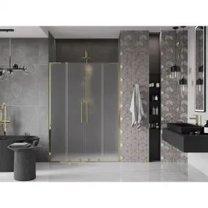 MEXEN/S - Velar L Duo posuvné sprchové dvere 150, dekor, zlatá 871-150-003-32-50