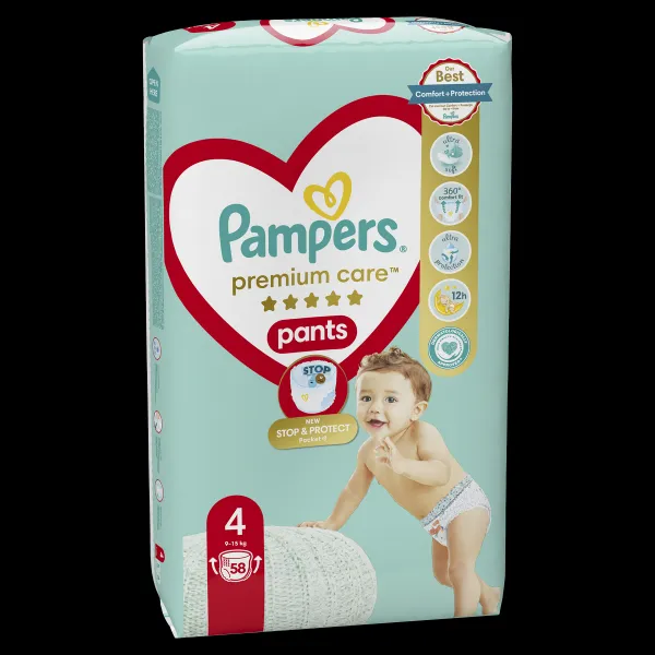 Plienky Pampers Premium Care Pants 58 ks, veľkosť4