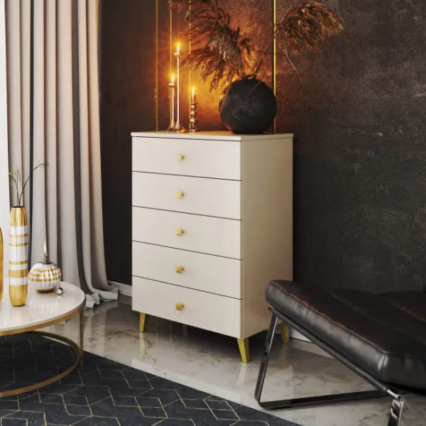 Ak furniture Komoda MOBI K-05 kašmír/zlatá