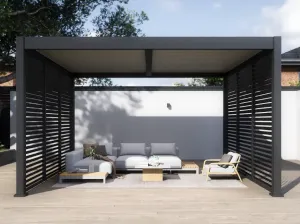 ArtRoja Bioklimatická hliníková pergola INTRO DUO voľne stojaca | antracit 4 x 4 m