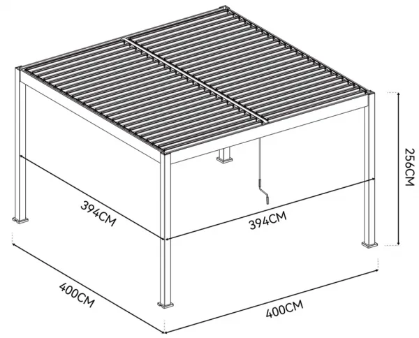 ArtRoja Bioklimatická hliníková pergola INTRO DUO voľne stojaca | antracit 4 x 4 m
