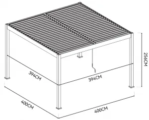 ArtRoja Bioklimatická hliníková pergola INTRO DUO voľne stojaca | antracit 4 x 4 m