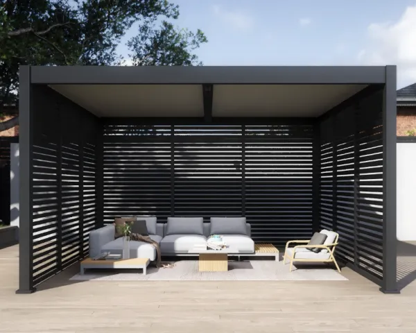 ArtRoja Bioklimatická hliníková pergola INTRO DUO voľne stojaca | antracit 4 x 4 m