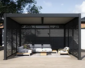 ArtRoja Bioklimatická hliníková pergola INTRO DUO voľne stojaca | antracit 4 x 4 m