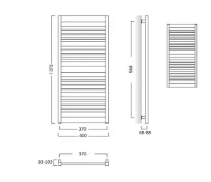 Instalprojekt - Kúpeľňový radiátor FRAME SLIM - Radiátory - Farebné prevedenie HL - Čierna, Rozmer radiátora HL - 400 × 1078 mm, výkon 418 W RADFRAS401131