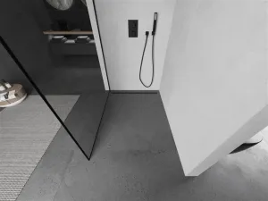 MEXEN/S - KIOTO Sprchová zástena WALK-IN 80x200 cm 8 mm, čierna, čierny profil 800-080-101-70-70