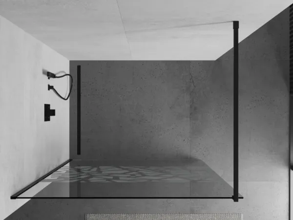 MEXEN/S - KIOTO Sprchová zástena WALK-IN 90x200 cm 8 mm, čierna, biely vzor 800-090-101-70-85