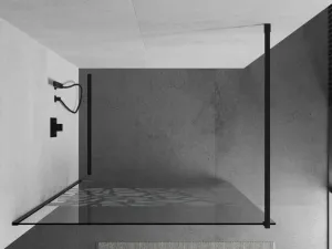 MEXEN/S - KIOTO Sprchová zástena WALK-IN 90x200 cm 8 mm, čierna, biely vzor 800-090-101-70-85
