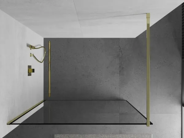 MEXEN/S - KIOTO Sprchová zástena WALK-IN 80x200 cm 8 mm, zlatá, čierny profil 800-080-101-50-70