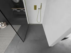 MEXEN/S - KIOTO Sprchová zástena WALK-IN 70x200 cm 8 mm, zlatá, čierny profil 800-070-101-50-70
