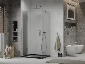 MEXEN/S - Lima sprchovací kút 90x120, transparent, chróm + čierna vanička so sifónom 856-090-120-01-00-4070