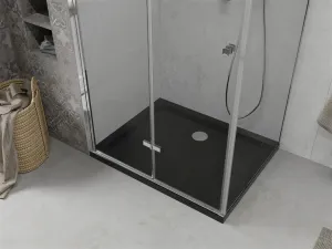 MEXEN/S - Lima sprchovací kút zalamovacie dvere 100 x 90, transparent, chróm + Flat čierna vanička so sifónom 856-100-090-01-00-4070