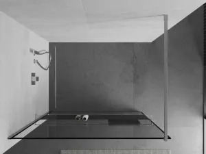 MEXEN/S - KIOTO Sprchová zástena WALK-IN s poličkou a držiakom uterákov 110 x 200, transparent/čierna 8 mm, chróm 800-110-121-01-70