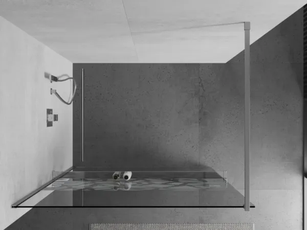 MEXEN/S - KIOTO Sprchová zástena WALK-IN s poličkou a držiakom uterákov 100 x 200, transparent/biely dekor 8 mm, chróm 800-100-121-01-85
