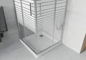 MEXEN/S - Rio Sprchovací kút štvorcový 70x70, transparent / dekor, chróm + vanička so sifónom 860-070-070-01-20-4010