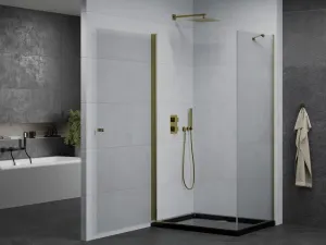MEXEN/S - Pretória sprchovací kút 70x90, transparent, zlatá + sprchová vanička vrátane sifónu 852-070-090-50-00-4070G