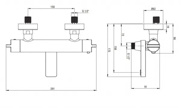 DEANTE - Therm chróm - Sprchový stĺp, s vaňovou batériou, termostat NAC_01HT