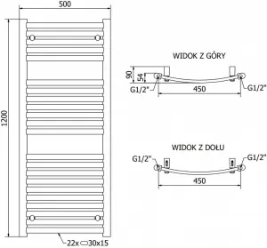 MEXEN - Helios vykurovací rebrík/radiátor 1200 x 500 mm, 448 W, chróm W103-1200-500-00-01