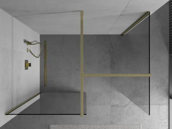 MEXEN/S - Kioto Sprchová zástena WALK-IN 100 x 80, transparent, zlatá 800-100-202-50-00-080