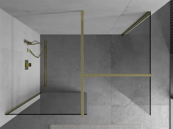 MEXEN/S - Kioto Sprchová zástena WALK-IN 80 x 70, transparent, zlatá 800-080-202-50-00-070