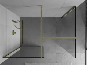 MEXEN/S - Kioto Sprchová zástena WALK-IN 80 x 70, transparent, zlatá 800-080-202-50-00-070