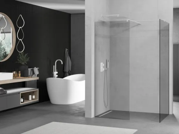 MEXEN/S - Kioto Sprchová zástena WALK-IN 105 x 80, transparent, biela 800-105-202-20-00-080
