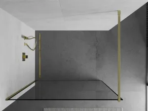 MEXEN/S - Kioto Sprchová zástena WALK-IN 70 x 200, čierny vzor 8 mm, zlatá kartáčovaná 800-070-101-55-70
