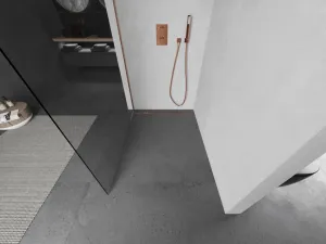 MEXEN/S - Kioto Sprchová zástena WALK-IN 95 x 200, transparent 8 mm, meď kartáčovaná 800-095-101-65-00