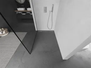 MEXEN/S - Kioto Sprchová zástena WALK-IN 90 x 200, čierny vzor 8 mm, nikel kefovaná 800-090-101-97-70