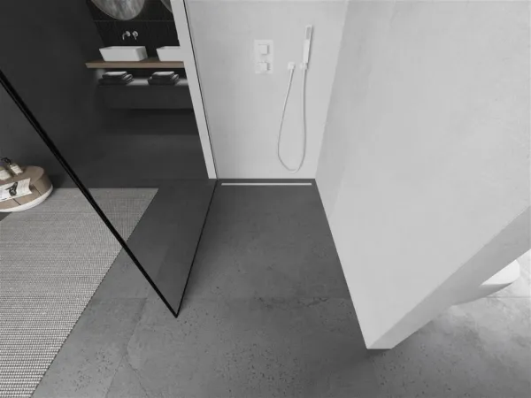 MEXEN/S - Kioto L Sprchová zástena WALK-IN 70 x 200, čierny vzor, biela 800-070-103-20-70