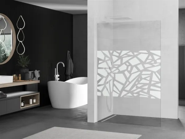 MEXEN/S - Kioto L Sprchová zástena WALK-IN 80 x 200, biely vzor, biela 800-080-103-20-85