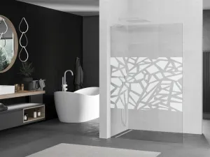 MEXEN/S - Kioto L Sprchová zástena WALK-IN 80 x 200, biely vzor, biela 800-080-103-20-85