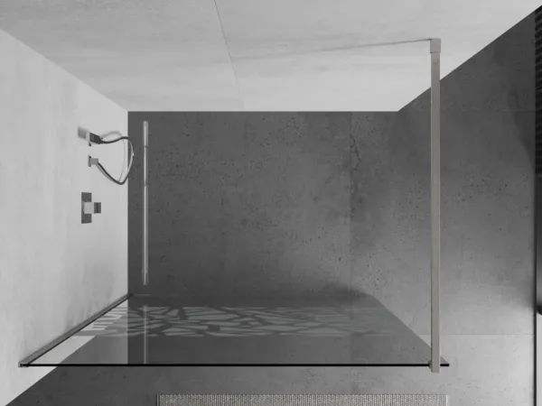 MEXEN/S - Kioto Sprchová zástena Walk-in 80 x 200, biely vzor 8 mm, nikel kartáčovaná 800-080-101-97-85