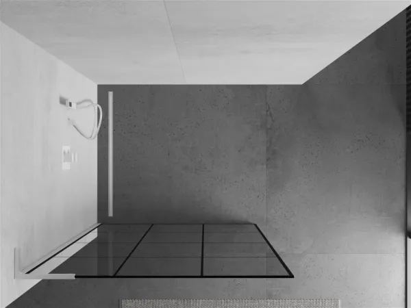 MEXEN/S - Kioto L Sprchová zástena WALK-IN 100 x 200, čierny vzor, biela 800-100-103-20-77