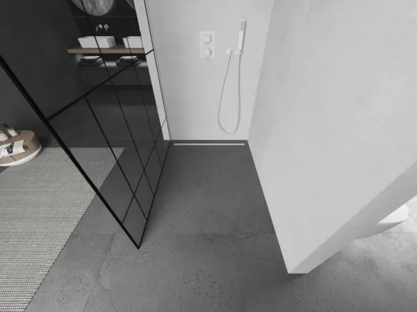MEXEN/S - Kioto L Sprchová zástena WALK-IN 90 x 200, čierny vzor, biela 800-090-103-20-78