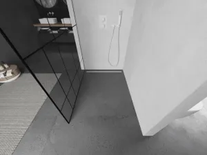 MEXEN/S - Kioto L Sprchová zástena WALK-IN 90 x 200, čierny vzor, biela 800-090-103-20-78
