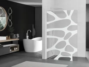 MEXEN/S - Kioto L Sprchová zástena WALK-IN 70 x 200, biely vzor, biela 800-070-103-20-97