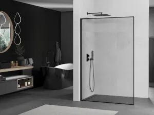 MEXEN/S - Kioto L Sprchová zástena WALK-IN 80 x 200, čierny vzor, čierna 800-080-103-70-70