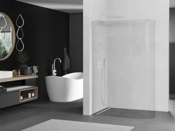 MEXEN/S - KiotoL Sprchová zástena WALK-IN 110 x 200, transparent, biała 800-110-103-20-06