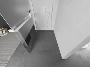 MEXEN/S - Kioto+ L Sprchová zástena WALK-IN s poličkou a držiakom uterákov 100 x 200, transparent/dekor, biela 800-100-123-20-35