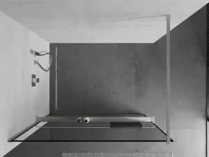 MEXEN/S - Kioto+ Sprchová zástena s poličkou WALK-IN 70 x 200, čierna vzor, nikel kartáčovaný 800-070-121-97-70