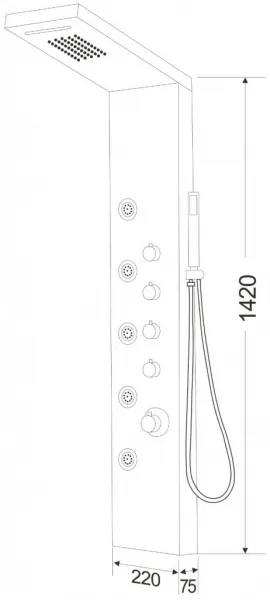 MEXEN - Lando sprchový panel, čierny 7611-04-70