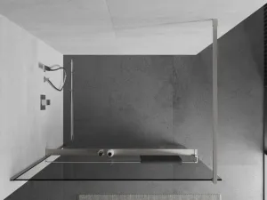 MEXEN/S - Kioto+ Sprchová zástena s poličkou WALK-IN 75 x 200, transparent, nikel kartáčovaný 800-075-121-97-00