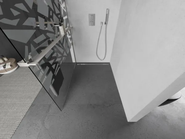 MEXEN/S - Kioto+ Sprchová zástena s poličkou WALK-IN 80 x 200, biela vzor, nikel kartáčovaný 800-080-121-97-85