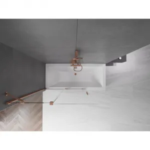 MEXEN/S - Velar Dvojkrídlová posuvná vaňová zástena 120 x 150, transparent, růžové zlato 896-120-000-01-60